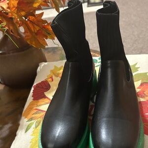 Black and Green Ankle Boots